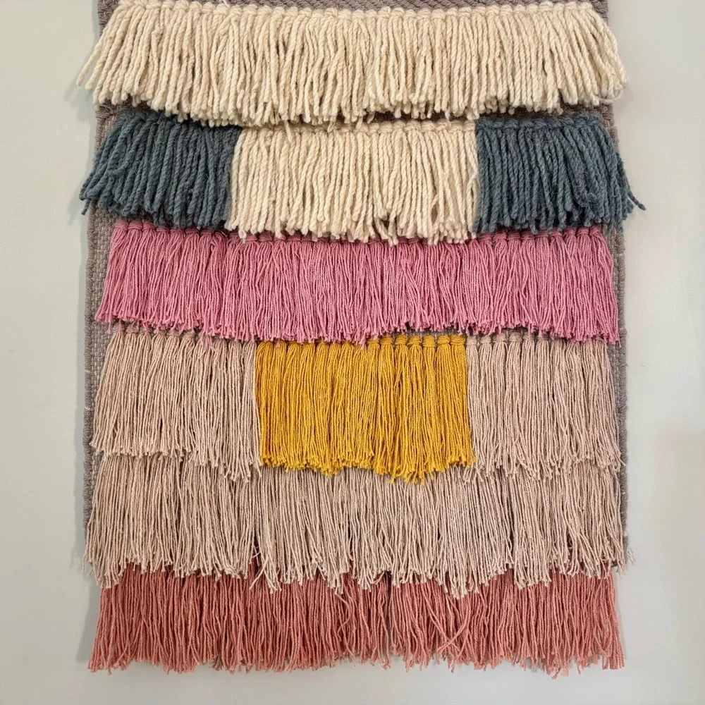 Berry + Clay Home Large Fringed Pastel Wall Hanging Boho